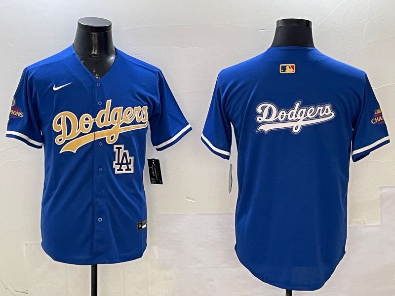 Men Los Angeles Dodgers Blank Blue Champion gold character 2025 Nike MLB Jersey style 18